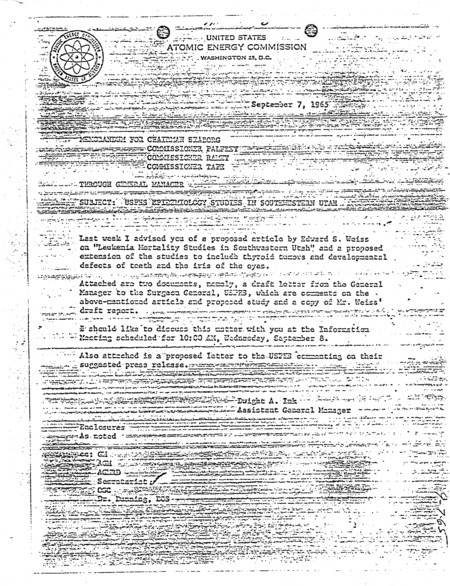 Annotation: Subject: USPHS [United States Public Health Service] epidemiology studies in southern Utah