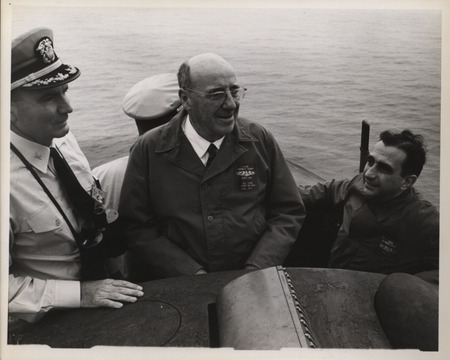 Photograph of group of people during the nuclear submarine visit