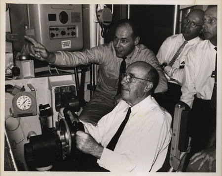 Photograph of Dwight Ink with others during the nuclear submarine visit