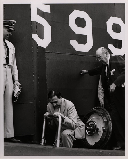 Photograph of group of people during the nuclear submarine visit