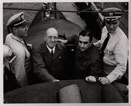 Photograph of group of people during the nuclear submarine visit