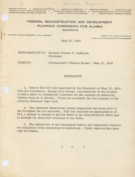 Weekly reports, April 10, 1964 to July 31, 1964