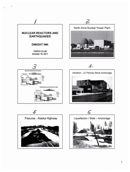 Nuclear reactors and earthquakes