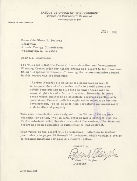 Buford Ellington letter to Glenn T. Seaborg, January 3, 1966