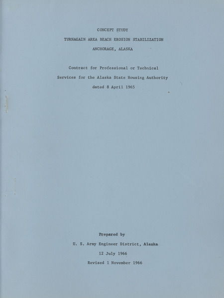 Concept study, Turnagain area beach erosion stabilization, Anchorage, Alaska