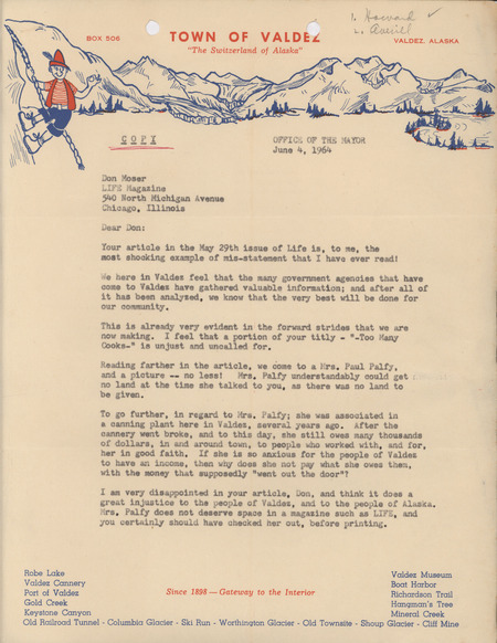 H. Bruce Woodford letter to Don Moser, June 4, 1964