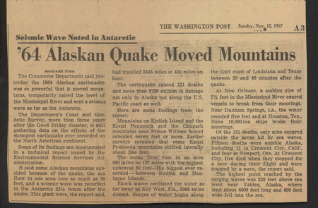 '64 Alaskan quake moved mountains (The Washington post)