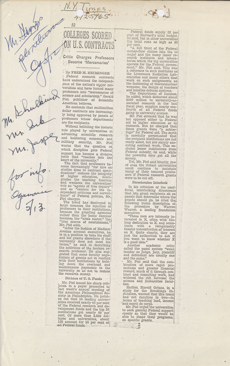 Colleges scored on U.S. contracts