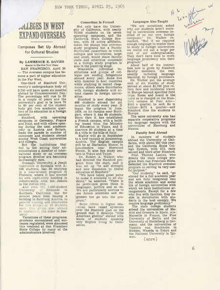 Colleges in west expand overseas