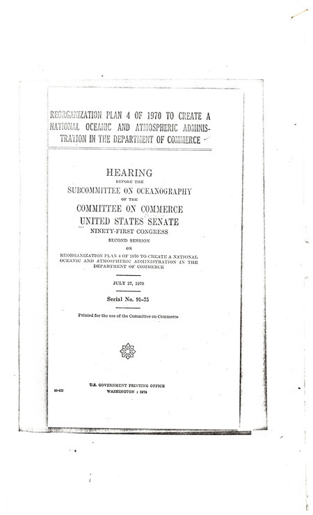 Reorganization plan 4 of 1970 to create a National Oceanic and Atmospheric Administration in the Department of Commerce