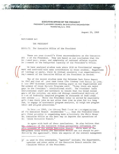 Proposed organization of the Executive Office of the President