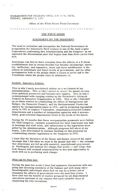 Statement by the president