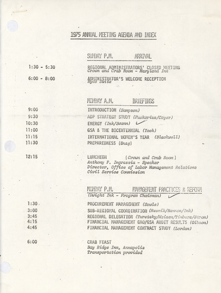 1975 annual meeting agenda and index