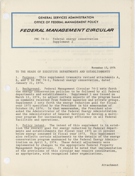 Federal management circular FMC 74-1
