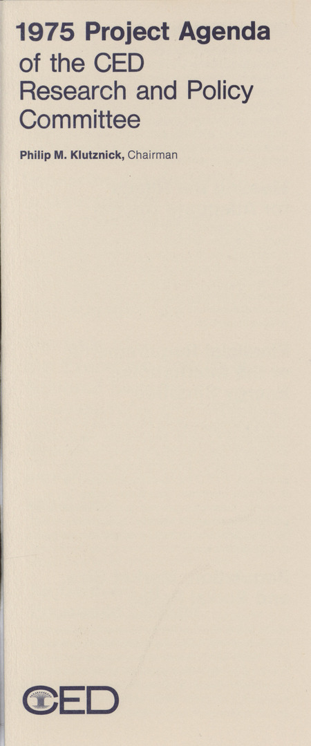 1975 project agenda of the CED Research and Policy Committee