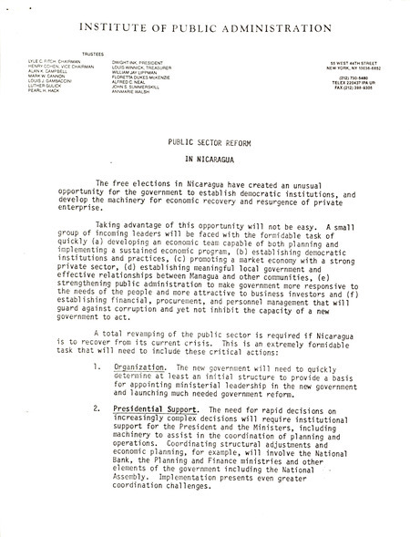 Public sector reform in Nicaragua