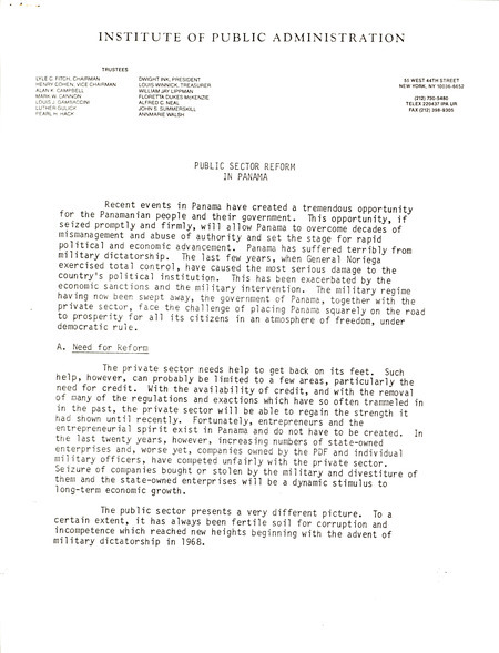 Public sector reform in Panama