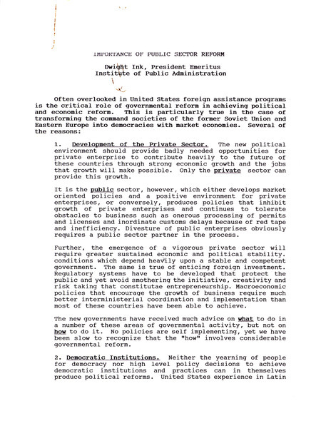 Importance of public sector reform