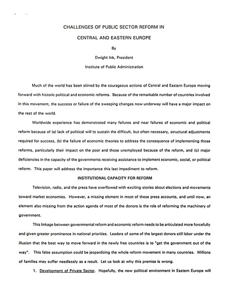 Challenges of public sector reform in Central and Eastern Europe