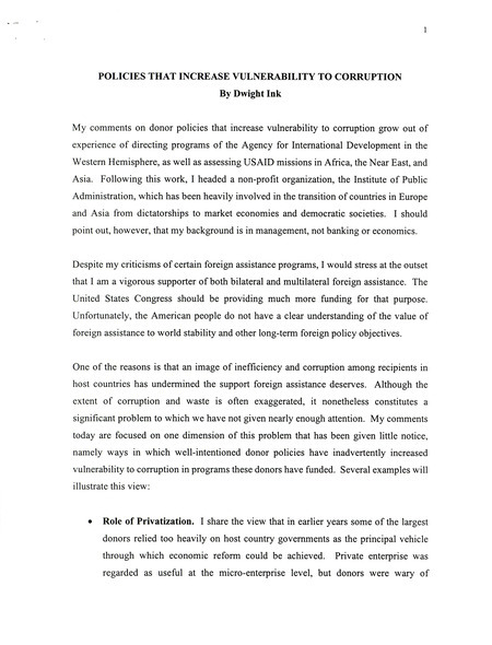 Policies that increase vulnerability to corruption