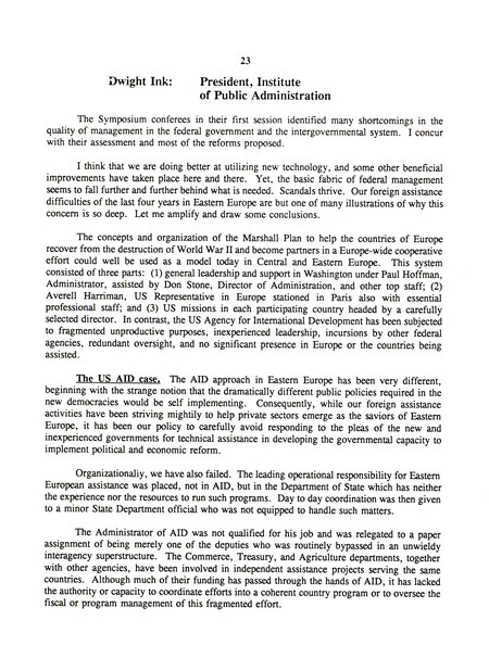 Dwight Ink: president, Institute of Public Administration