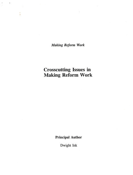 Crosscutting issues in making reform work, January 1997