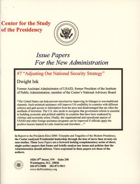 Adjusting our national security strategy