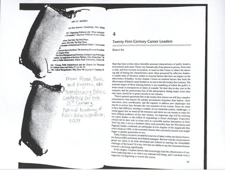 Annotation: "From Morse, Buss, and Kinghorn, eds., Transforming public leadership for the 21st century, National Academy of Public Administration, 2007"