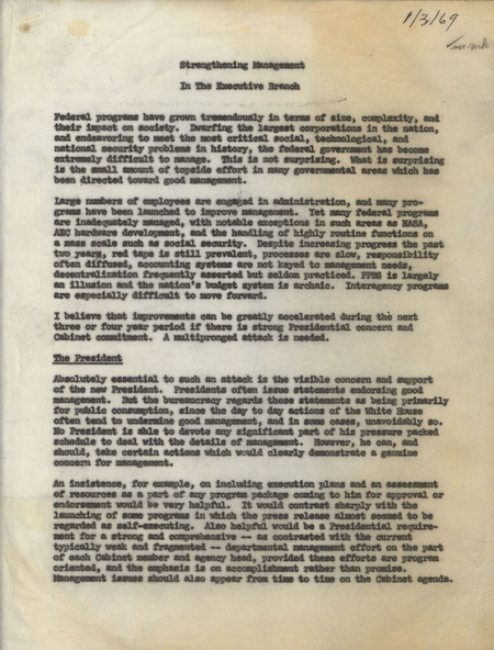 Strengthening management in the executive branch