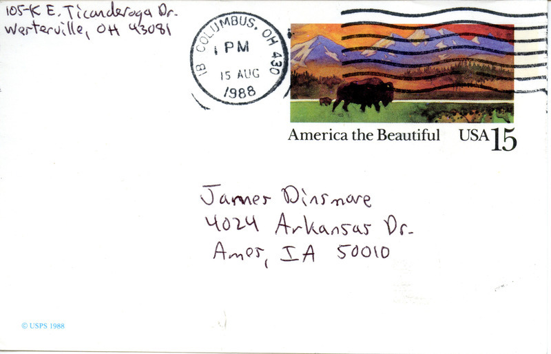 Bruce G. Peterjohn letter to James J. Dinsmore requesting additional field note information including a Bald Eagle nest location. This item was used as supporting documentation for the Iowa Ornithologists' Union Quarterly field report of summer 1988.