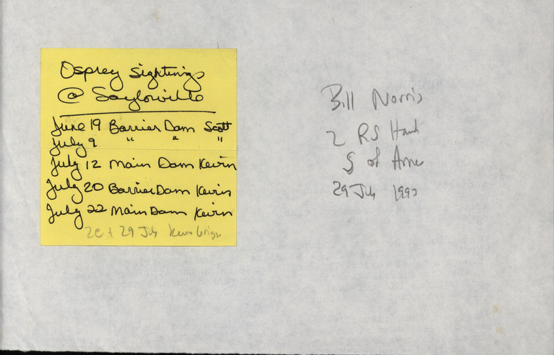 Summer report of birds contributed by Scott Rolfes, Kevin Griggs, and Bill Norris. This item was used as supporting documentation for the Iowa Ornithologists' Union Quarterly field report of summer 1993.