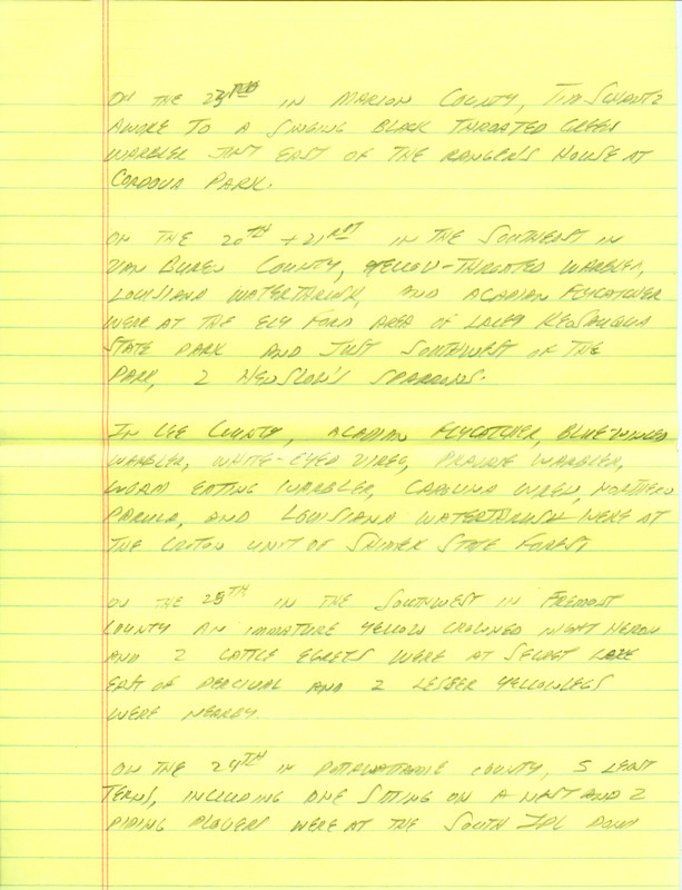 Email for the Iowa Birdline update for June 20, 1994. Highlights include Western Grebe, Red-necked Grebe, Snowy Egret, Little Blue Heron, Piping Plover and Least Tern. Includes hand written notes in preparation for next week's update.