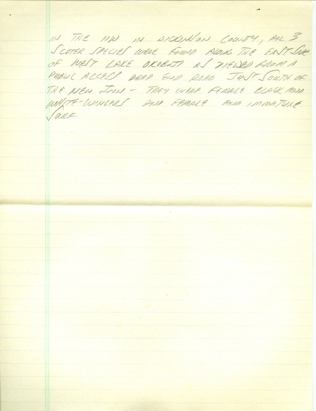 Iowa RBA update for December 2, 1996. Highlights of the update include sightings of a potential second state record Pinyon Jay, a Red Crossbill, a Gyrfalcon, a White-winged Scoter, and a Varied Thrush. Other notable sightings were of a Pomarine Jaeger, Snowy Owls, a Surf Scoter, a Black-legged Kittiwake, a Glaucous Gull, and Thayer's Gulls. Also included are handwritten notes for the next week's update with sightings of all 3 Scoter species and the return of 3 Trumpeter Swans.