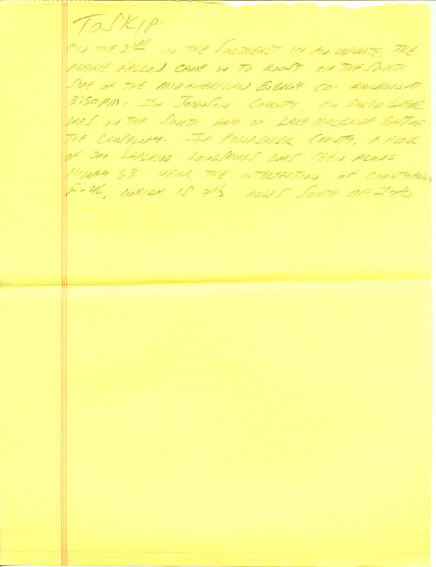 Iowa RBA update for October 28, 1996. Highlights of the update include sightings of an adult Sabine's Gull and two adult male White-winged Scoters. Also of note were the observations of numerous shorebirds, including a Black-bellied Plover, a Baird's Sandpiper, and a Sanderling. Also included are handwritten notes for the next week's update with sightings of a Prairie Falcon, an immature Brown Pelican, and several species of Grebes.