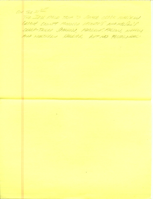 Iowa RBA update for September 16, 1996. Highlights of the update include sightings of Snowy Egrets, Little Blue Herons, and a Red-necked Phalarope. Other interesting observations include a Ringed Turtle-Dove, 14 species of Warblers, and 11 species of raptors, including a Red-Shouldered Hawk. Also included are handwritten notes for the next week's update with sightings of Black-throated Blue Warblers and a Yellow Rail, as well as notes from an IOU field trip to Snake Creek State Game Management Area.