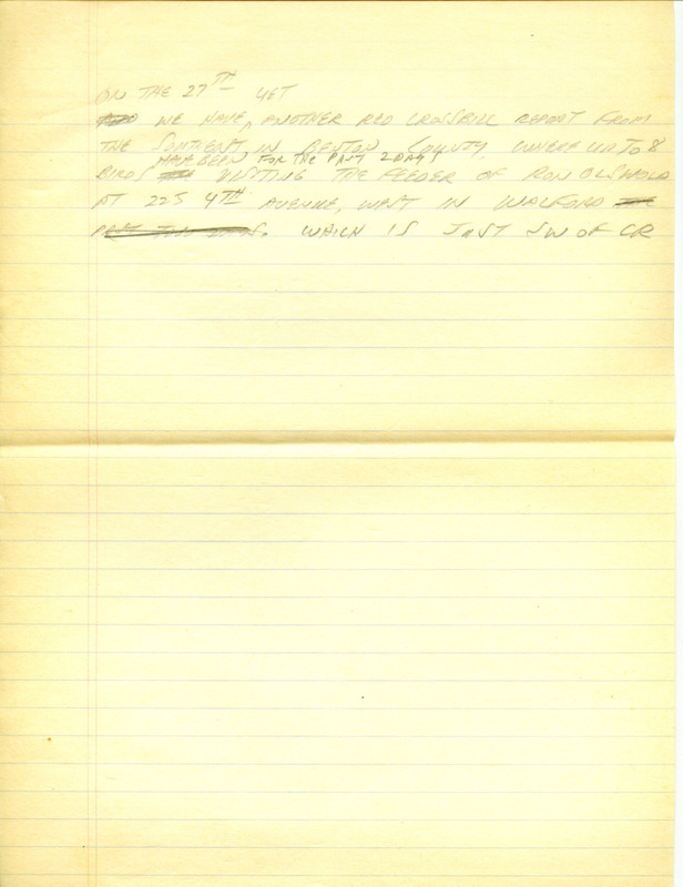 Iowa RBA update for July 22, 1996. Highlights of the update include the continued presence of a Black-headed Gull and a sighting of a Red-necked Grebe. Also of note was the observation of a Black Swan in the Carroll area, the release of two immature Trumpeter Swans at Black Hawk Lake, and the good shore birding at Island View Park near Rathbun Lake. Also included are handwritten notes for the next week's update with sightings of Red Crossbills, a Ruddy Shelduck, and a Pine Siskin.