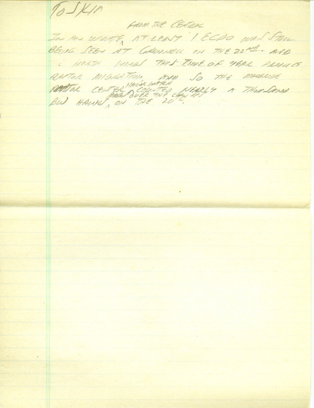 Iowa RBA update for September 22, 1997. Highlights of the update include a report of 131 species seen on field trips to the Iowa City-Cedar Rapids area held during the IOU fall meeting, including American Bittern and Nelson's Sharp-tailed Sparrows. Also of note were sightings of Lark Buntings, a Red-necked Phalarope, and an Evening Grosbeak. Also included are handwritten notes for the next week's update with an update on the continued presence of Eurasian Collared Doves in Grinnell.