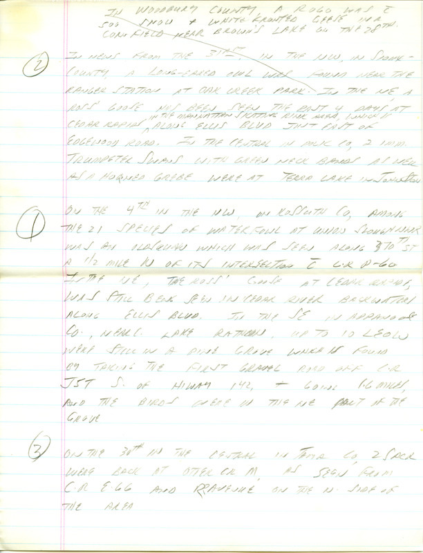 Email for the Iowa RBA for March 30, 1998. Highlights include Ferruginous Hawk, Glaucous Gull and Eurasian Collared Dove. Includes hand written notes in preparation for next week's update.