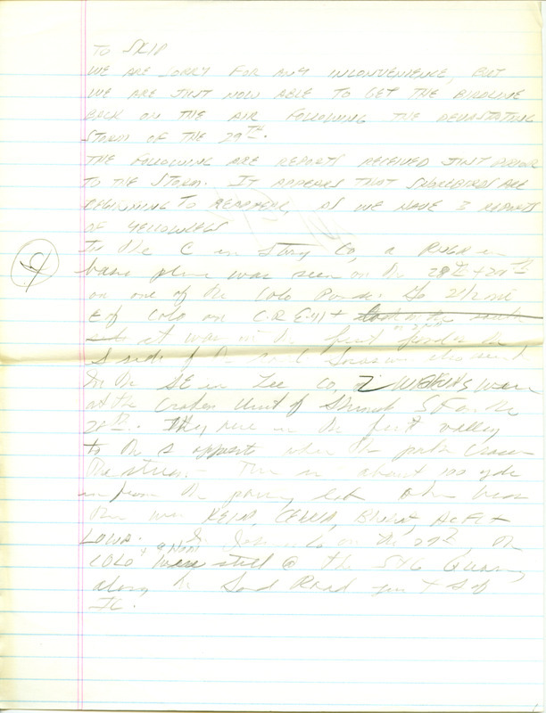 Hand written notes for the Iowa RBA for July 3, 1998. Highlights include Red-necked Grebe and Worm-eating Warbler.