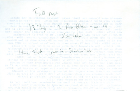 Field reports submitted by Steve Lekwa for sightings on July 13. This item was used as supporting documentation for the Iowa Ornithologists' Union Quarterly field report of summer 1990.