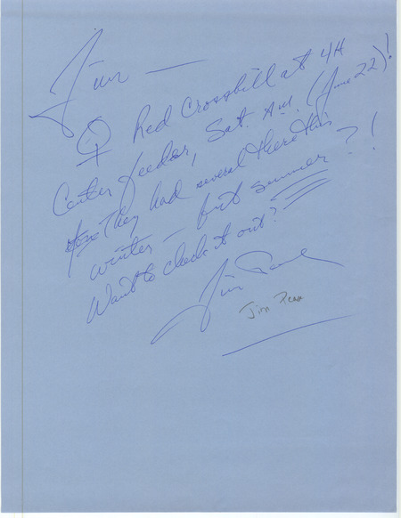 Field notes contributed by Jim Pease in a letter to James J. Dinsmore. The field notes consist of a Red Crossbill sighting near Luther. This item was used as supporting documentation for the Iowa Ornithologists' Union Quarterly field report of summer 1991.