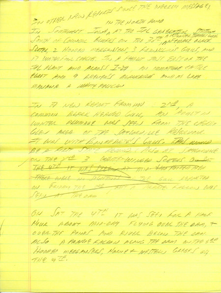 Notes for the Iowa Birdline update for October 30, 1989. Highlights include several good water bird sightings.