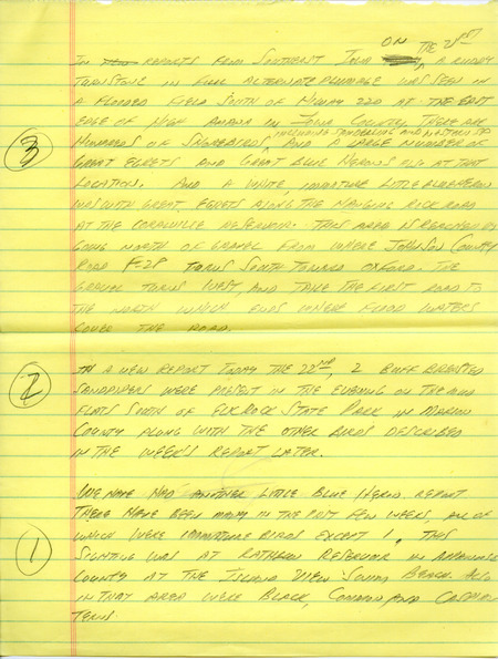 Notes for the Iowa Birdline update for August 20-21, 1990. Highlights of the update were the numerous reports of several species of shorebirds, waders, and Warblers. Also of note were sightings of a Ruddy Turnstone, Buff-breasted Sandpipers, Little Blue Herons, Carolina Wrens, and Blue-gray Gnatcatchers.