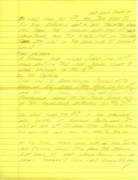 Email of Iowa Birdline updates for November 2, 1992. The highlights for the update include sightings of an abundance of Cedar Waxwings and lingering American Robins, and the season's first reports of a Common Redpoll and Snow Bunting. Also included are handwritten notes with sightings of huge flocks of Lapland Longspurs in addition to the diving Ducks and Loons that are moving into the state.
