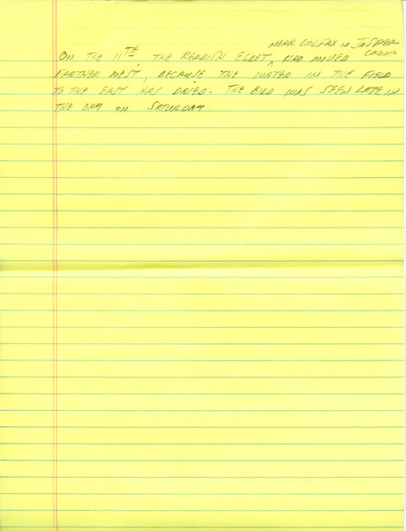 Email of the Iowa Birdline update for September 6, 1993. Highlights include the sighting of a Reddish Egret. Includes hand written notes in preparation for next week's update.