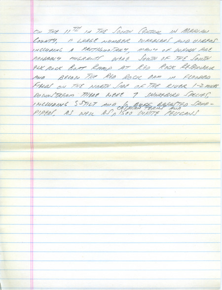 Email of the Iowa Birdline update for August 9, 1993. Highlights include receding flood waters developing good shorebird habitat. Includes hand written notes in preparation for next week's update.