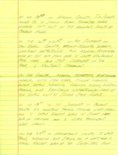 Email for the Iowa Birdline update for June 20, 1994. Highlights include Western Grebe, Red-necked Grebe, Snowy Egret, Little Blue Heron, Piping Plover and Least Tern. Includes hand written notes in preparation for next week's update.
