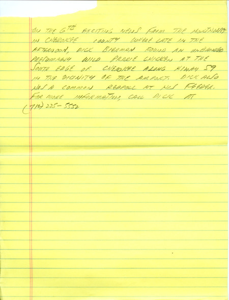 Email for the Iowa Birdline update for January 3, 1994. Highlights include results from the Yellow River Forest Christmas County. Includes hand written notes in preparation for next week's update.