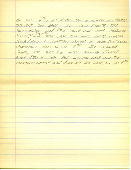Iowa RBA update for November 6, 1995. Highlights of the update include sightings of a selasphorus type hummingbird (Rufous Hummingbird), Pacific Loon, Surf Scoter, White-winged Scoter, Black Scoter, Red-necked Grebe and a Mew Gull. Also included are handwritten notes for the next week's update with sightings of a male Evening Grosbeak and a Northern Shrike.