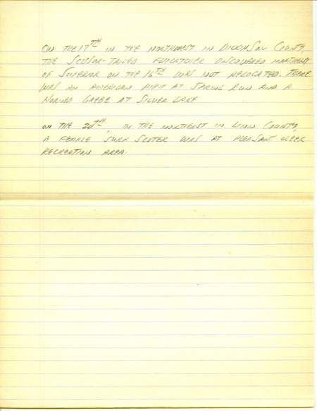 Iowa RBA update for October 16, 1995. Highlights of the update include sightings of juvenile Sharp-tailed Sandpiper, Yellow Rail, Red-necked Grebe, Surf Scoter and a Sabine's Gull. Also included are handwritten notes for the next week's update with sightings of an American Pipit and a Horned Grebe.